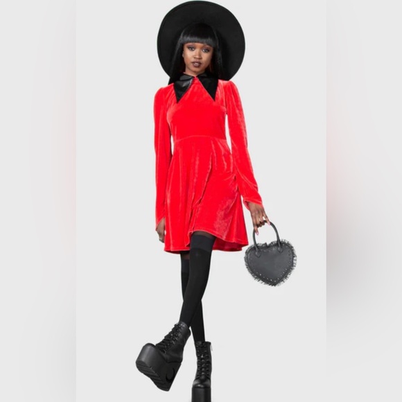 killstar red velvet dress Killstar red velvet lace up front dress (XS, $18) , Available in store or  DM us to purchase from home! We ship daily, or you can pick up during our  daily open hours! #chapelhill #nc #smallbusiness